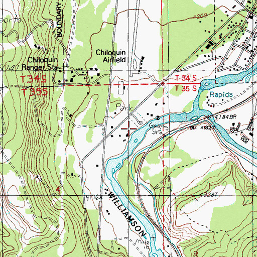 Topographic Map of Chiloquin Boat Access, OR
