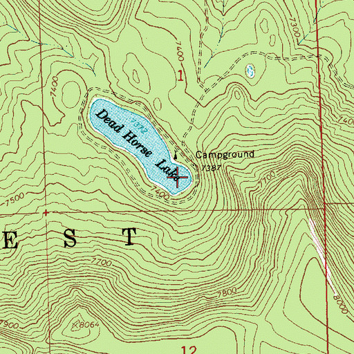 Topographic Map of Deadhorse Lake Campground Boat Ramp, OR