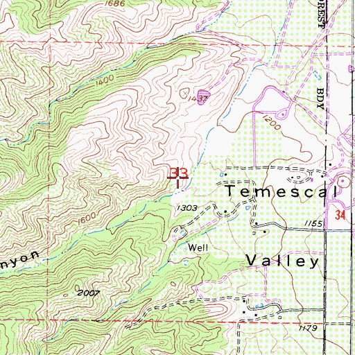 Topographic Map of Brown Canyon, CA