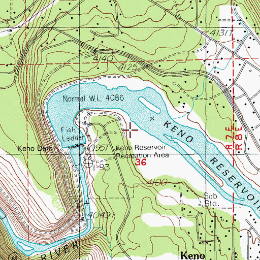 Topographic Map of Keno Recreation Area Boat Ramp, OR