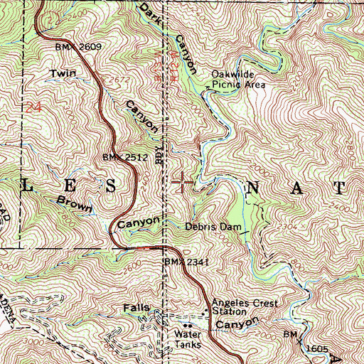 Topographic Map of Brown Canyon, CA