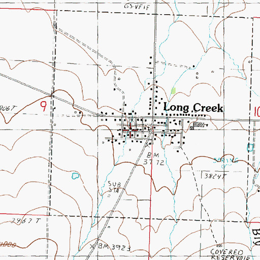 Topographic Map of Long Creek City Hall, OR