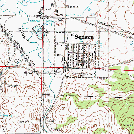 Topographic Map of Seneca City Hall, OR