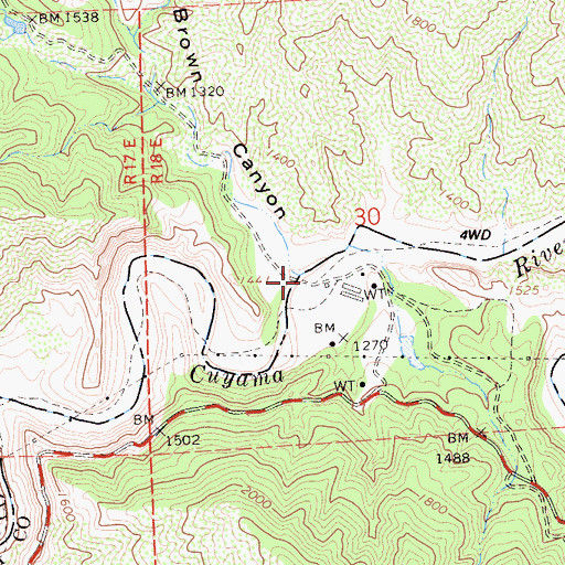 Topographic Map of Brown Canyon, CA