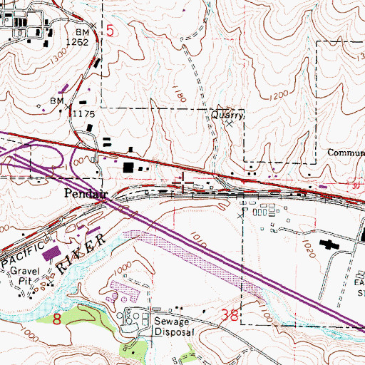 Topographic Map of Umatilla County Public Works, OR