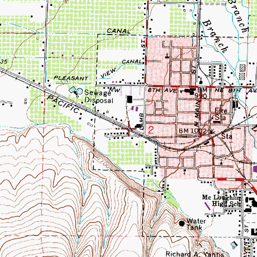 Topographic Map of Milton - Freewater Public Works Department, OR