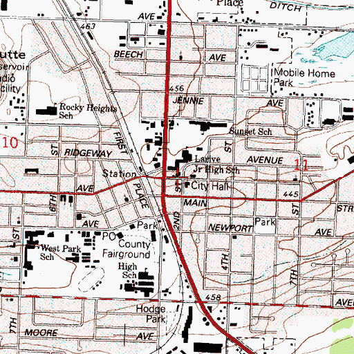 Topographic Map of Hermiston Public Library, OR