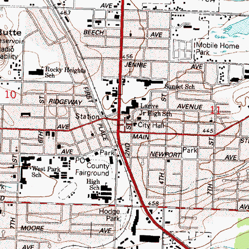 Topographic Map of Hermiston City Hall, OR