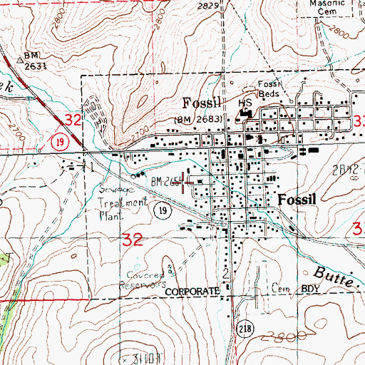 Topographic Map of Wheeler County Courthouse, OR