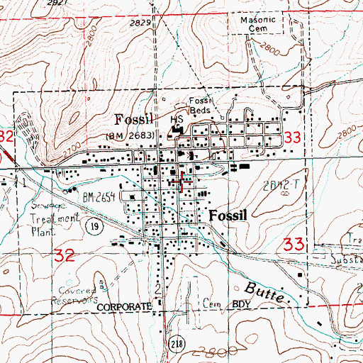 Topographic Map of Wheeler County Health Office, OR