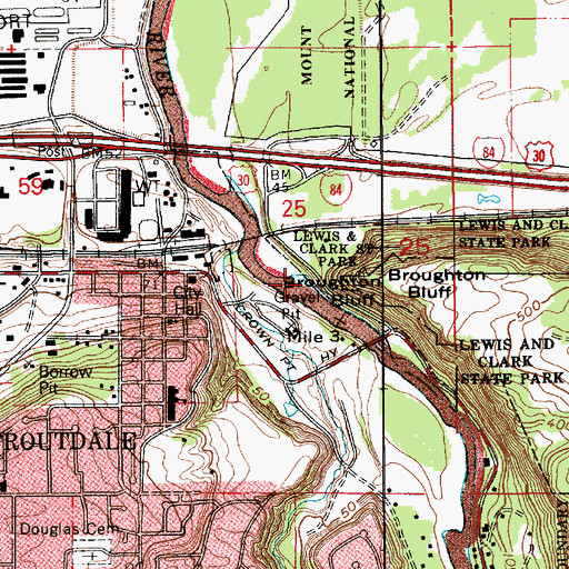 Topographic Map of Lewis and Clark State Park Boat Ramp, OR