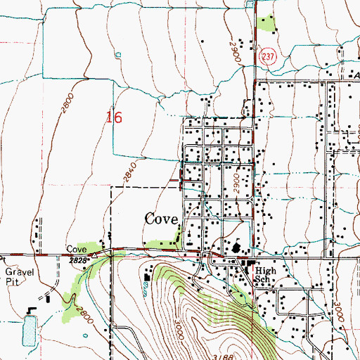 Topographic Map of Cove City Hall, OR