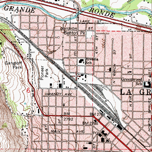 Topographic Map of La Grande Public Works Department, OR