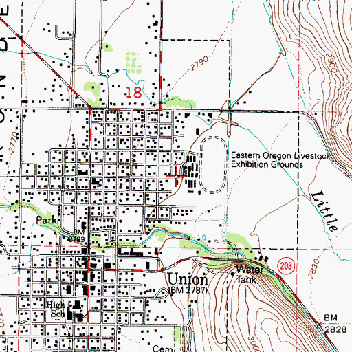 Topographic Map of Eastern Oregon Livestock Show, OR