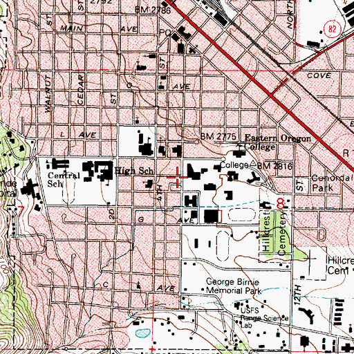 Topographic Map of Eastern Oregon University, OR