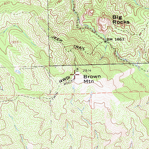 Topographic Map of Brown Mountain, CA