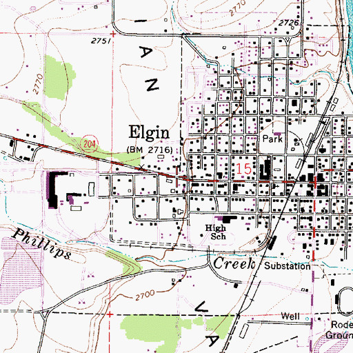 Topographic Map of Elgin Public Library, OR