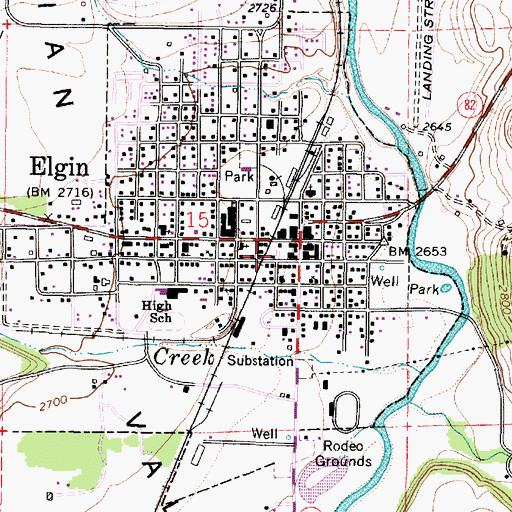 Topographic Map of Elgin Public Works Department, OR