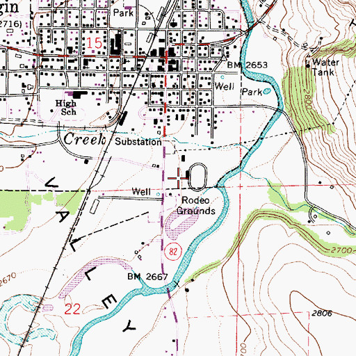 Topographic Map of Elgin Stampede Rodeo Grounds, OR