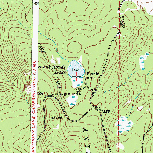 Topographic Map of Grande Ronde Lake Campground Boat Ramp, OR