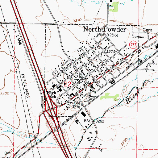 Topographic Map of North Powder Public Library, OR