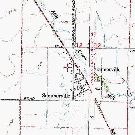 Topographic Map of Summerville City Hall, OR