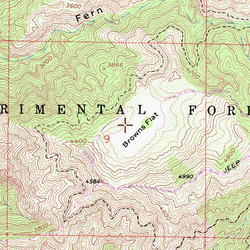 Topographic Map of Browns Flat, CA