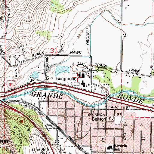 Topographic Map of Union County Fairgrounds, OR