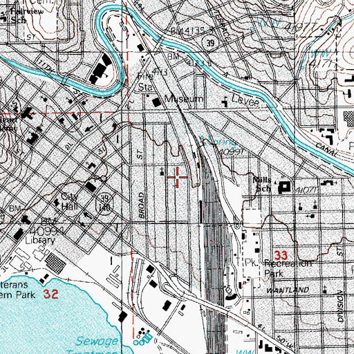 Topographic Map of Klamath Falls Greyhound Station, OR