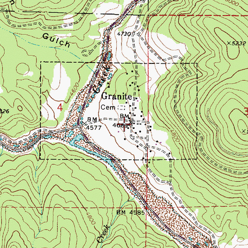 Topographic Map of Granite City Office, OR