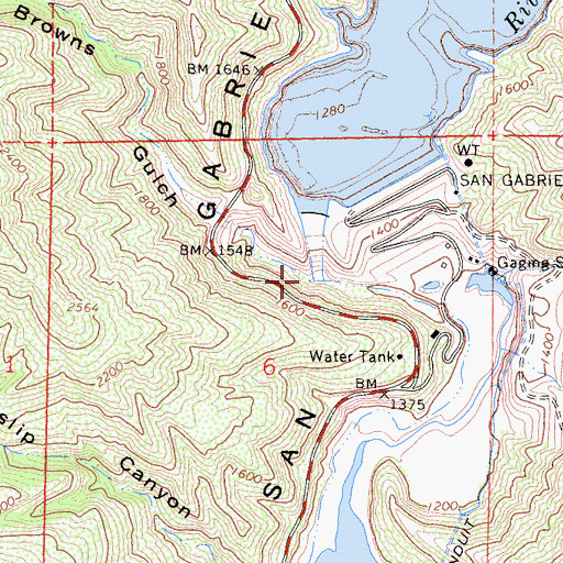 Topographic Map of Browns Gulch, CA