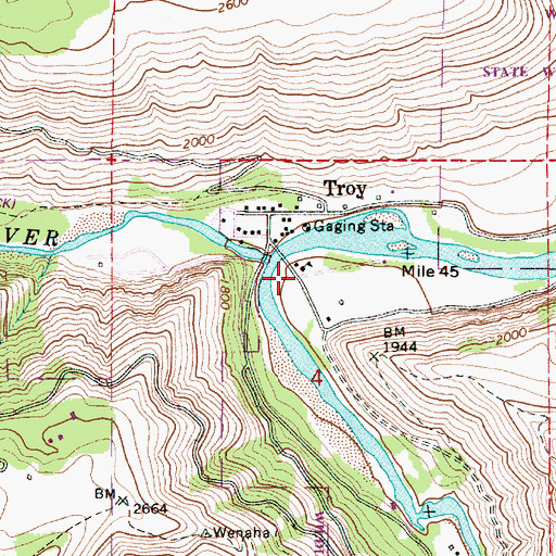 Topographic Map of Wallowa County Branch Library Troy Elementary School, OR