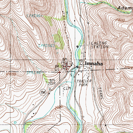 Topographic Map of Wallowa County Branch Library Imnaha Bridge School, OR