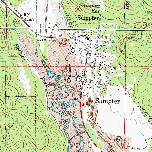 Topographic Map of Baker County Library Sumpter Branch Library, OR