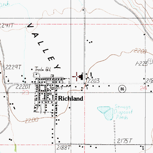 Topographic Map of Baker County Library Richland Branch Library, OR