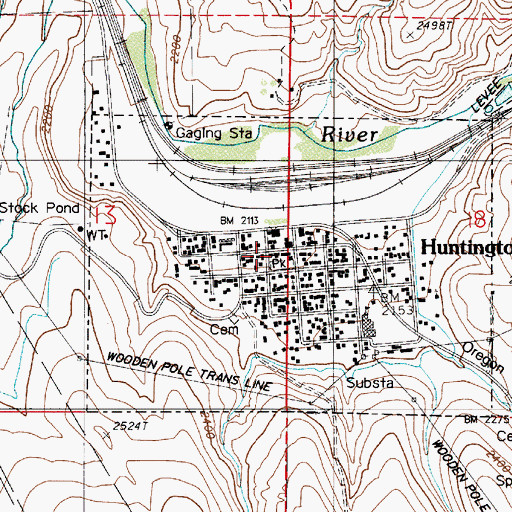 Topographic Map of Huntington City Hall, OR