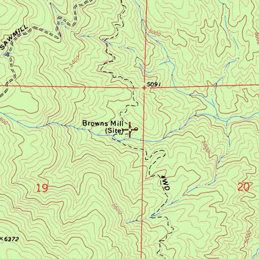 Topographic Map of Browns Mill, CA