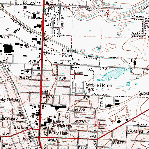 Topographic Map of Hermiston Public Works Department, OR