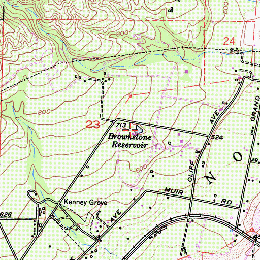 Topographic Map of Brownstone Reservoir, CA