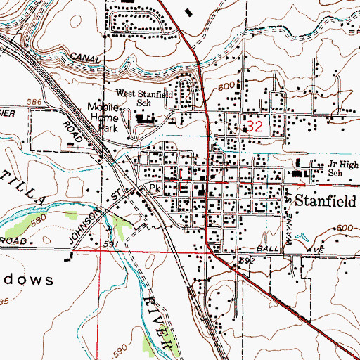 Topographic Map of Stanfield Public Library, OR