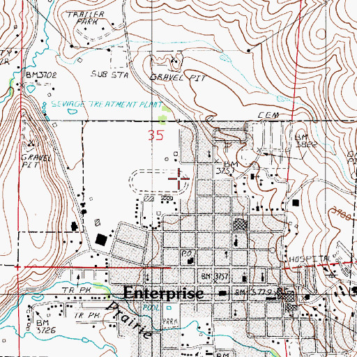 Topographic Map of Wallowa County Community Connection Bus Dispatch, OR