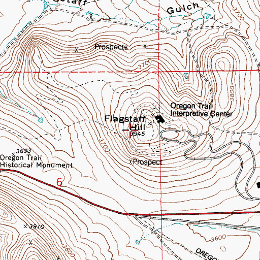 Topographic Map of Oregon Trail Historic Interpretive Center Amphitheater, OR