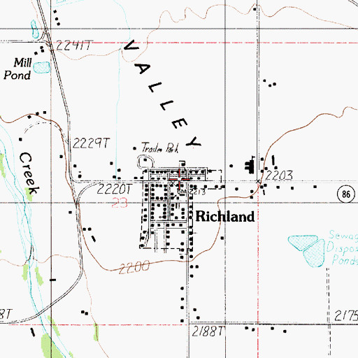 Topographic Map of Richland Public Works Department Office, OR
