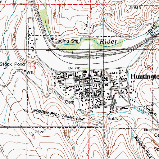 Topographic Map of Huntington Public Works Department Office, OR