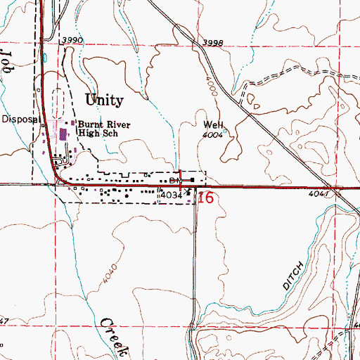 Topographic Map of Unity City Hall, OR