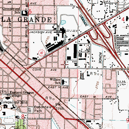 Topographic Map of Greyhound Station La Grande, OR