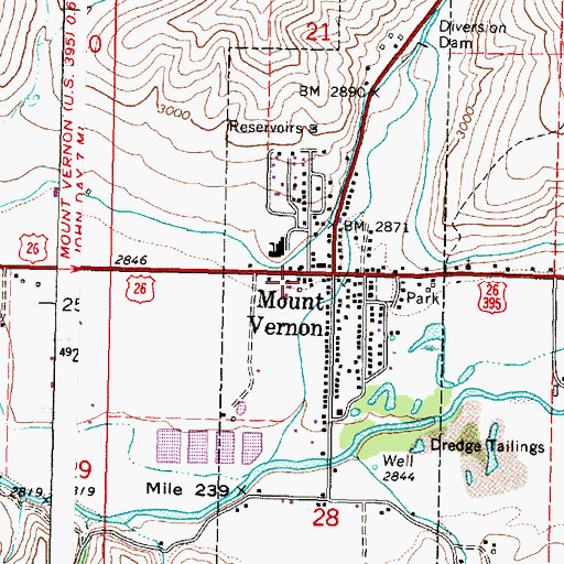 Topographic Map of Mount Vernon City Hall, OR