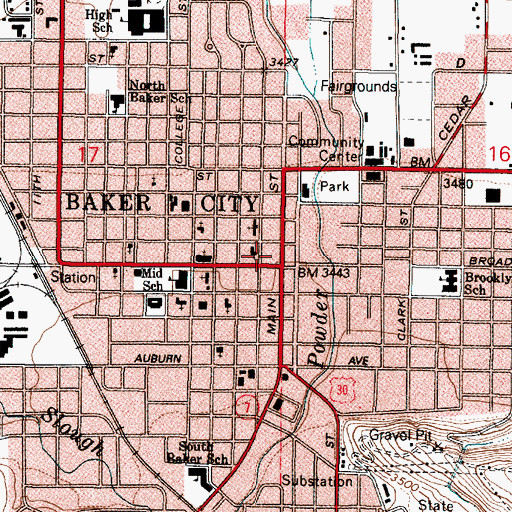 Topographic Map of Iron Gate Theatre, OR