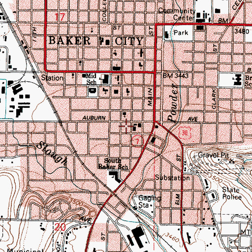 Topographic Map of Crossroads Carnegie Art Center Theatre, OR