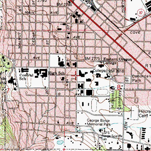 Topographic Map of Eastern Oregon University McKenzie Theatre, OR